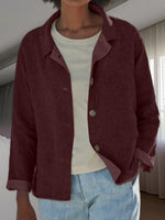 Load image into Gallery viewer, Women's Linen Blouses Collar Button Front Long Sleeve Loose Fit Casual Jacket Style