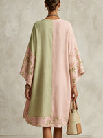 Load image into Gallery viewer, Women's Color Block Kaftan Maxi Dress V-Neck Flowing Kimono Sleeve
