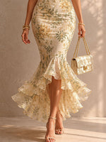 Load image into Gallery viewer, Women's Cream Sequin Mermaid Maxi Dress Sweetheart Neck Ruffle Hem
