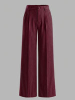 Load image into Gallery viewer, Women's Wide Leg Trousers High Waist Pinstripe Flowy Business Casual Style
