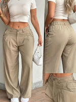 Load image into Gallery viewer, Women's Cargo Pants High Waist Wide Leg Relaxed Flowing Style

