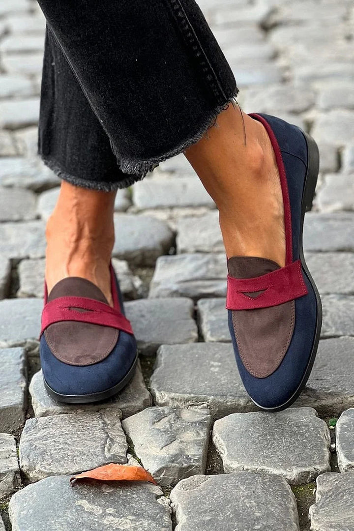 Women's Color Block Penny Loafers Flat Style