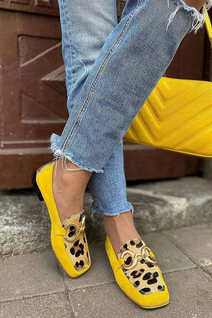 Women's Yellow Loafers Slip On Penny Toe Comfortable Casual Style