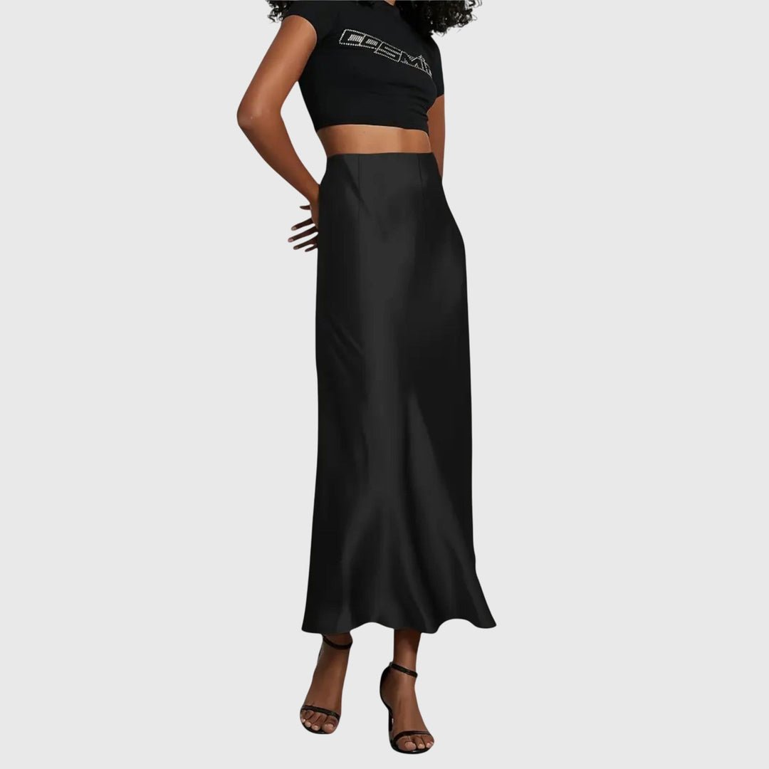 Women's Maxi Skirt High Waist Satin Bias Cut Slip Fitted Casual Going Out Style