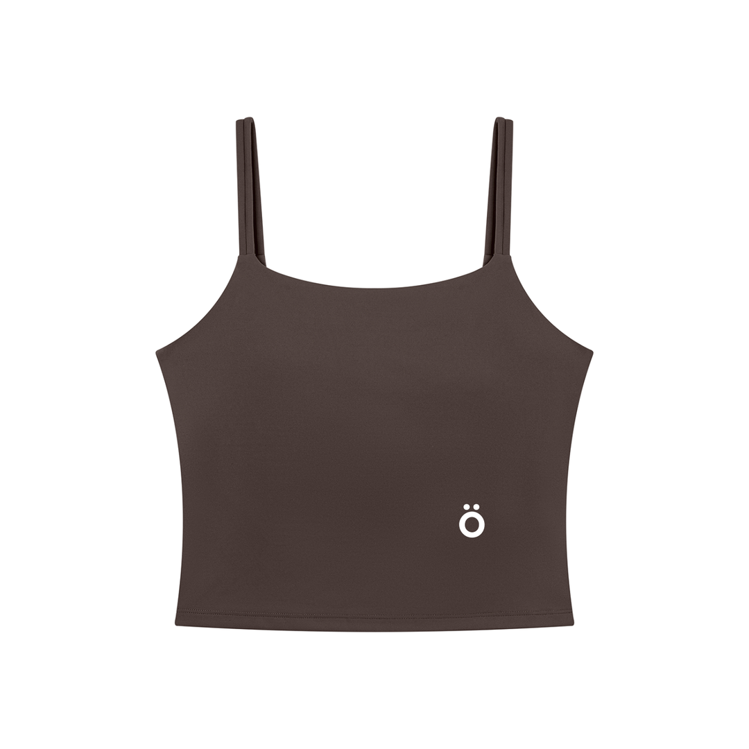 Emilia Yoga Crop Tank Top - Brown & Black