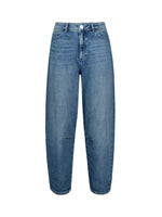 Load image into Gallery viewer, Women's Relaxed Blue Barrel Jeans High Waist Curved Leg
