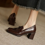 Load image into Gallery viewer, Women's Tassel Loafer Pumps Block Heel Round Toe Heels

