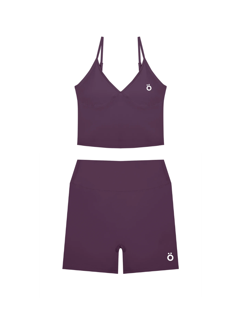 Tertia + Antonia V-Neck & High Waisted Yoga Matching Set - in Dark Colors