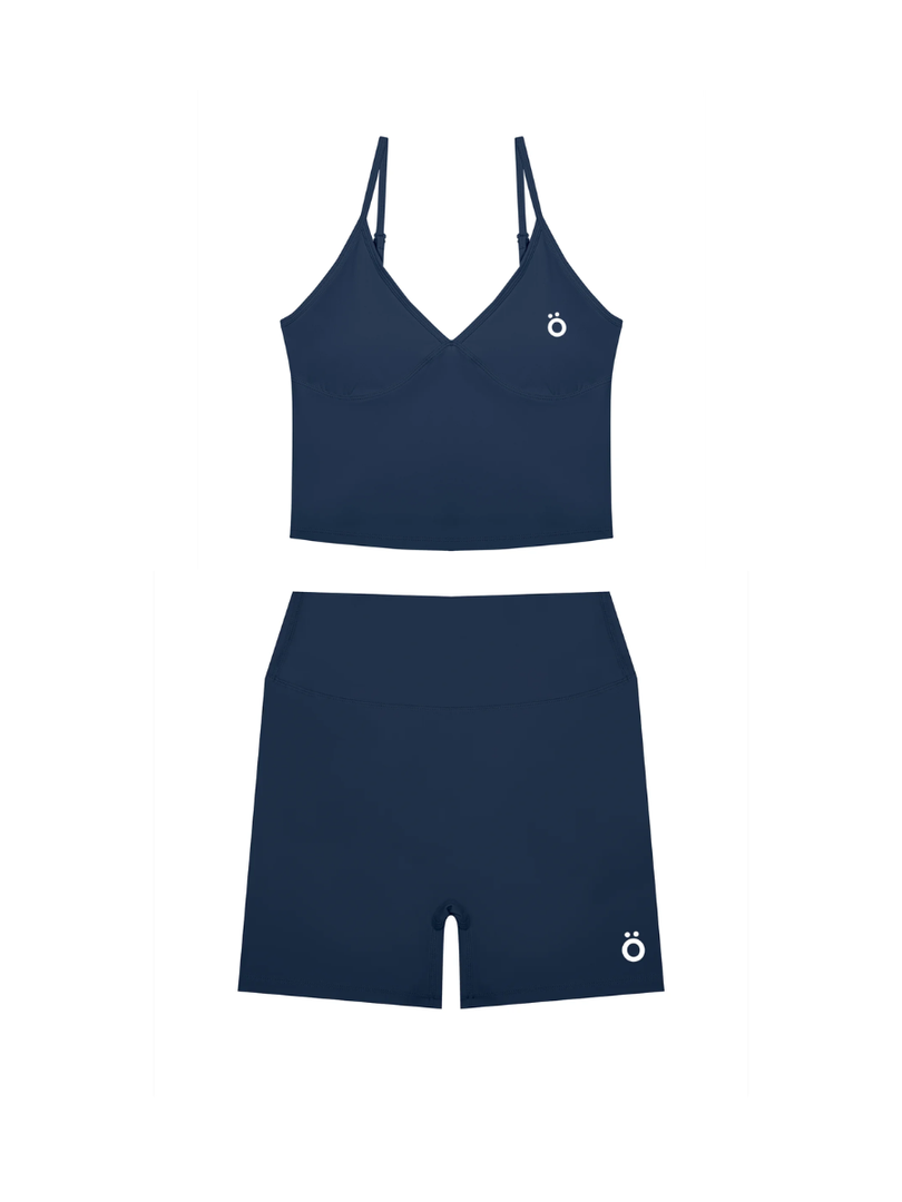 Tertia + Antonia V-Neck & High Waisted Yoga Matching Set - in Dark Colors
