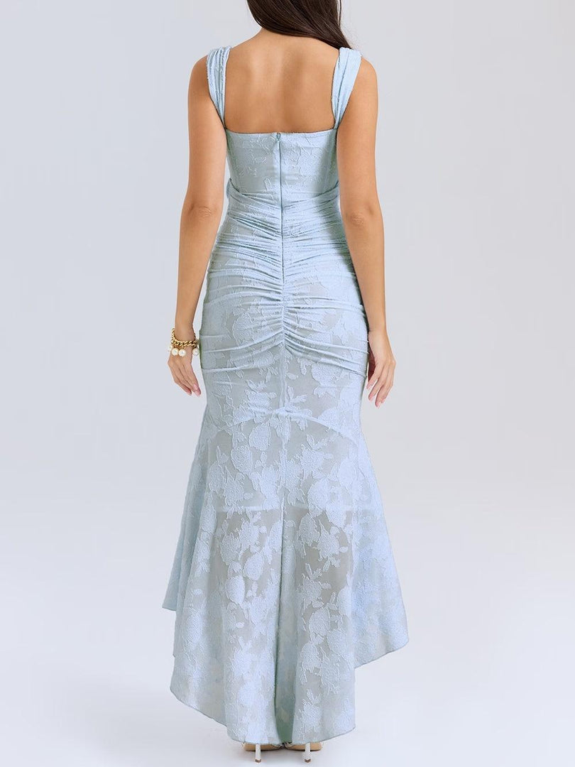 Women's Corset Dress for Formal Wedding Guest Style with Ruched Mermaid Hem