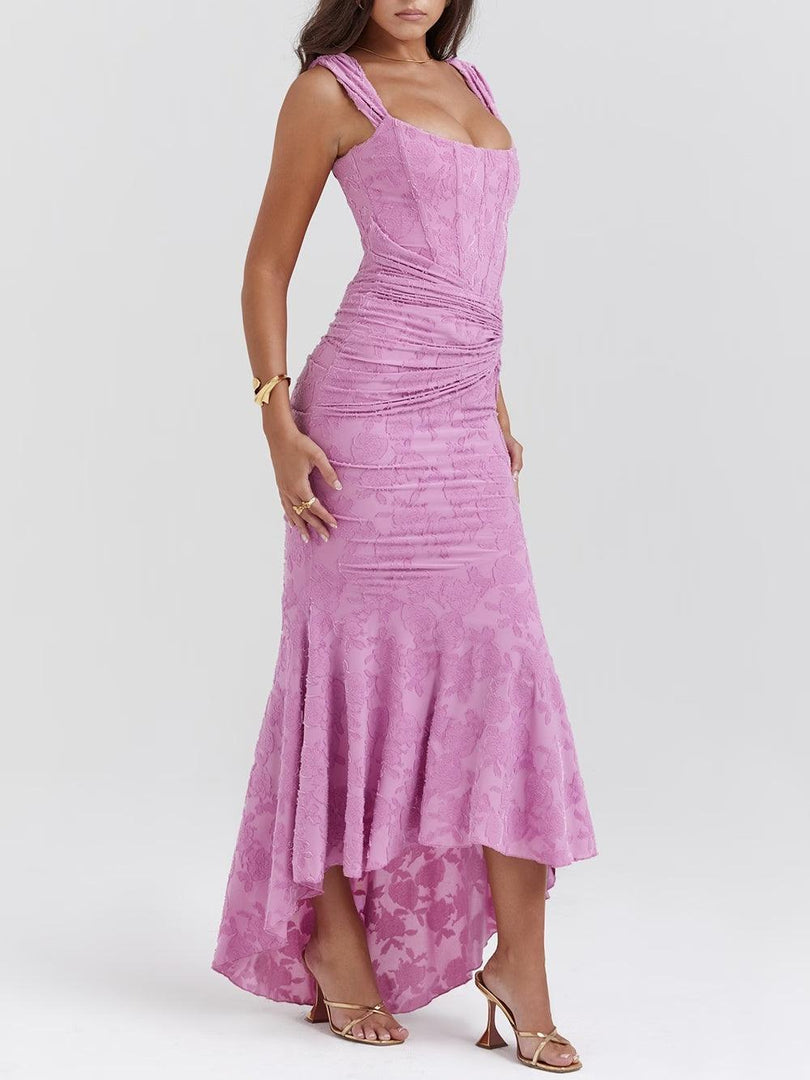 Women's Corset Dress for Formal Wedding Guest Style with Ruched Mermaid Hem