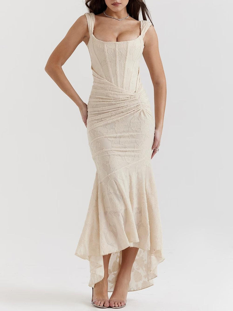 Women's Corset Dress for Formal Wedding Guest Style with Ruched Mermaid Hem