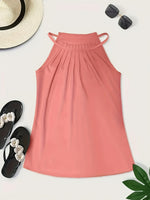 Load image into Gallery viewer, Women's Blouses Halter Neck Ruched Collar Sleeveless Backless Casual Summer Top Style
