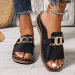 Load image into Gallery viewer, Comfortable Orthopedic Sandals for Women with Gold Buckle Single Band Slide Platform Style
