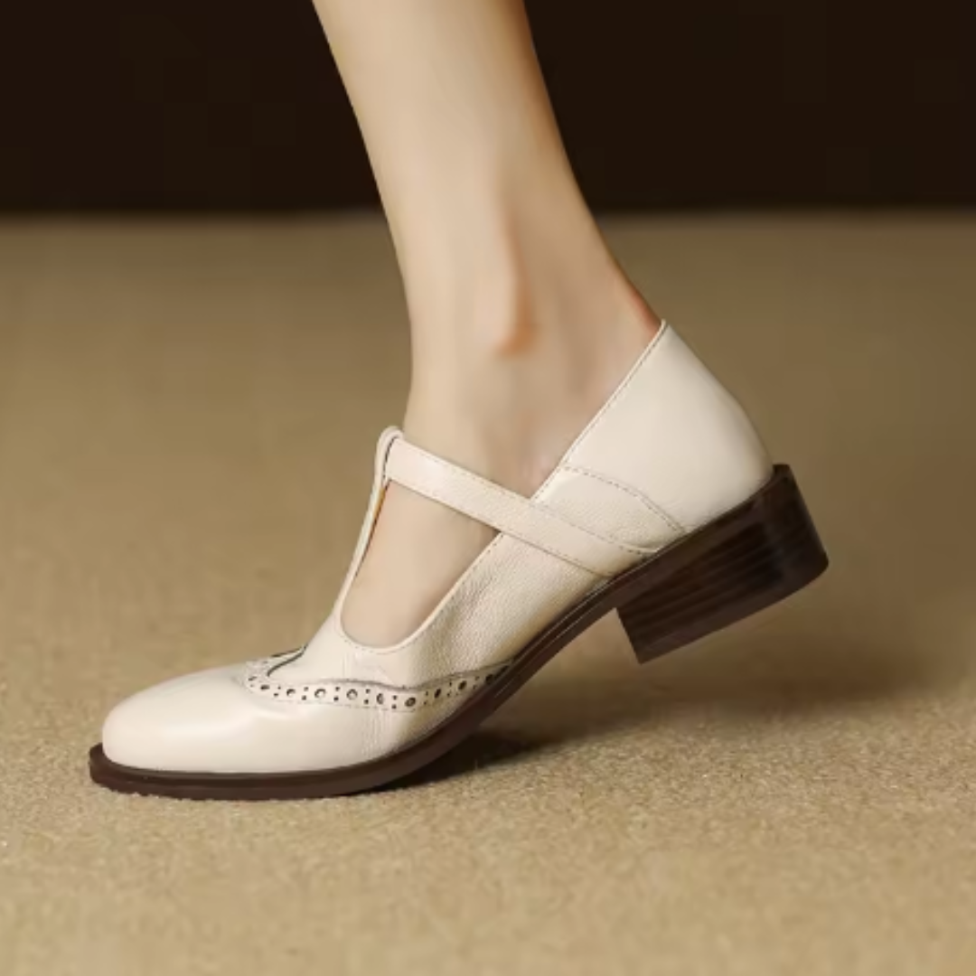 Women's Mary Jane Shoes Buckle Strap Block Heel Round Toe Style
