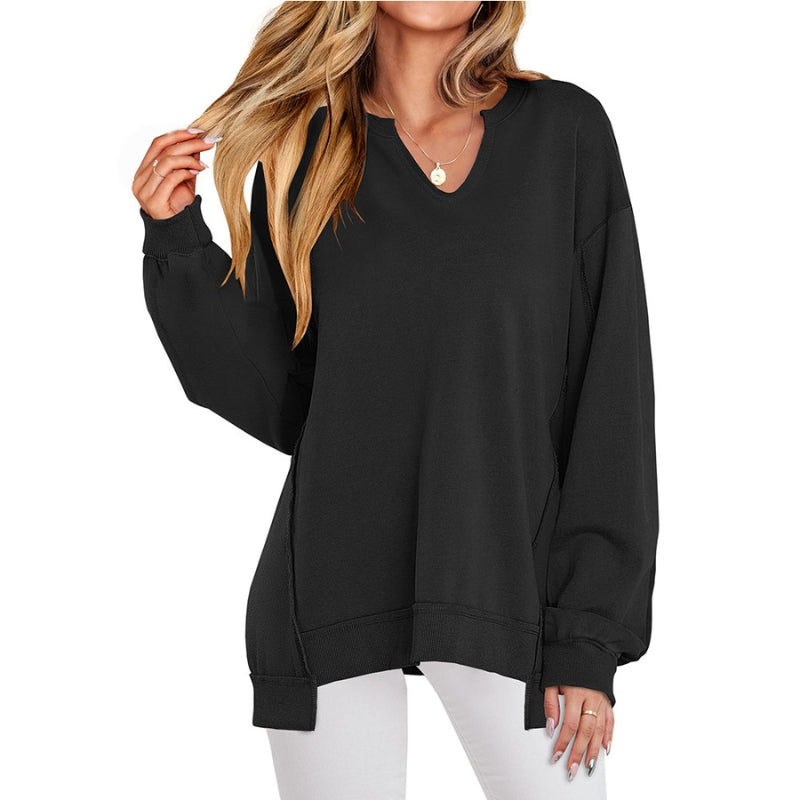 Women's Tunic Top V Neck Long Sleeve Oversized Relaxed Style