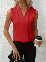 Load image into Gallery viewer, Women's Sleeveless Pleated V-Neck Blouse
