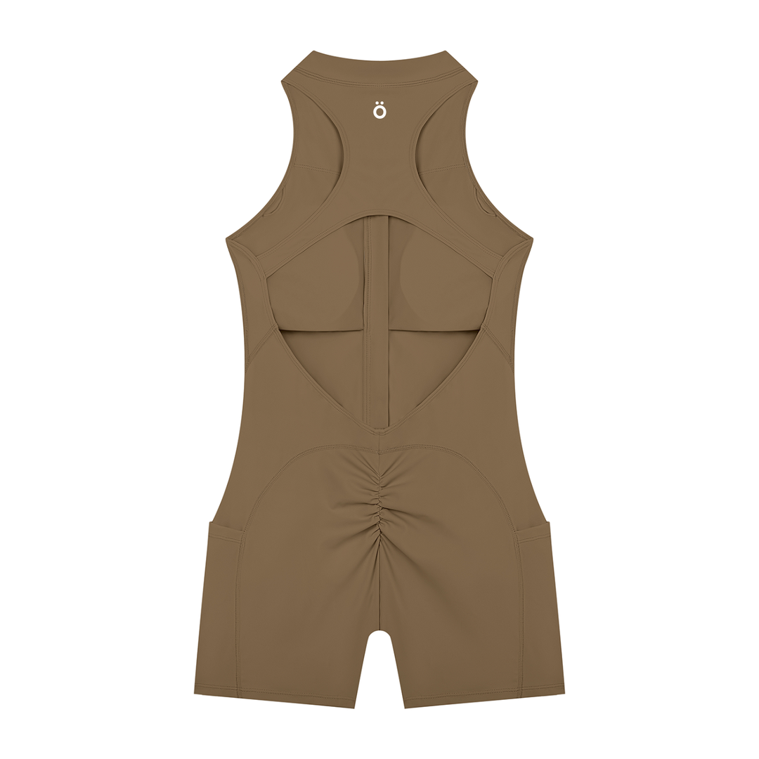 Minerva Quarter-Zip Yoga Romper - Dark Colors