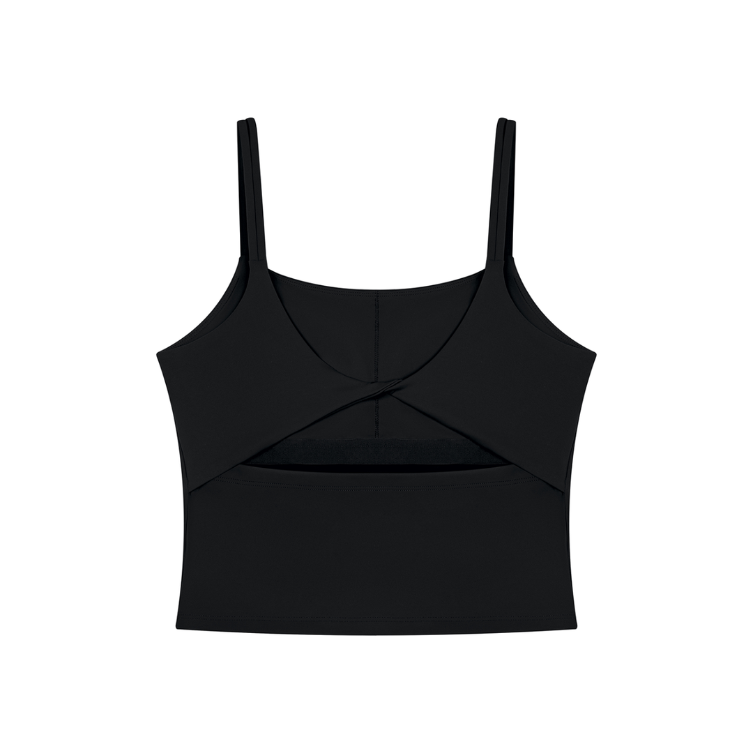 Emilia Yoga Crop Tank Top - Brown & Black
