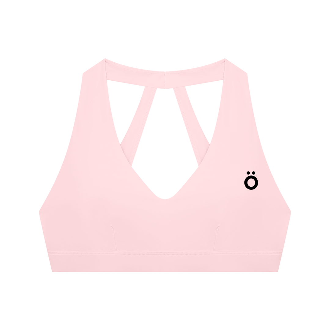 Flora Halter Cropped Sports Bra - In Pink