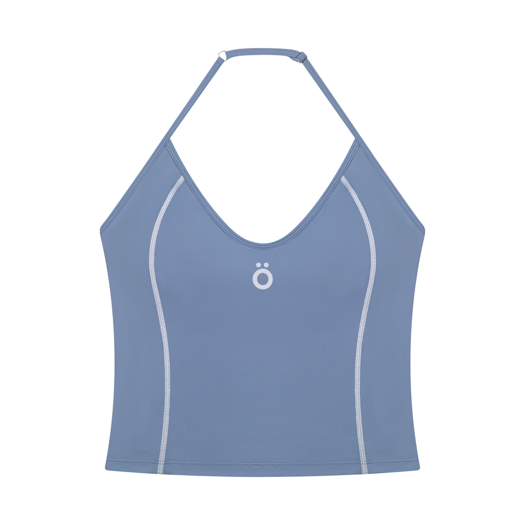 Aria Halter Tank Top - In Blue