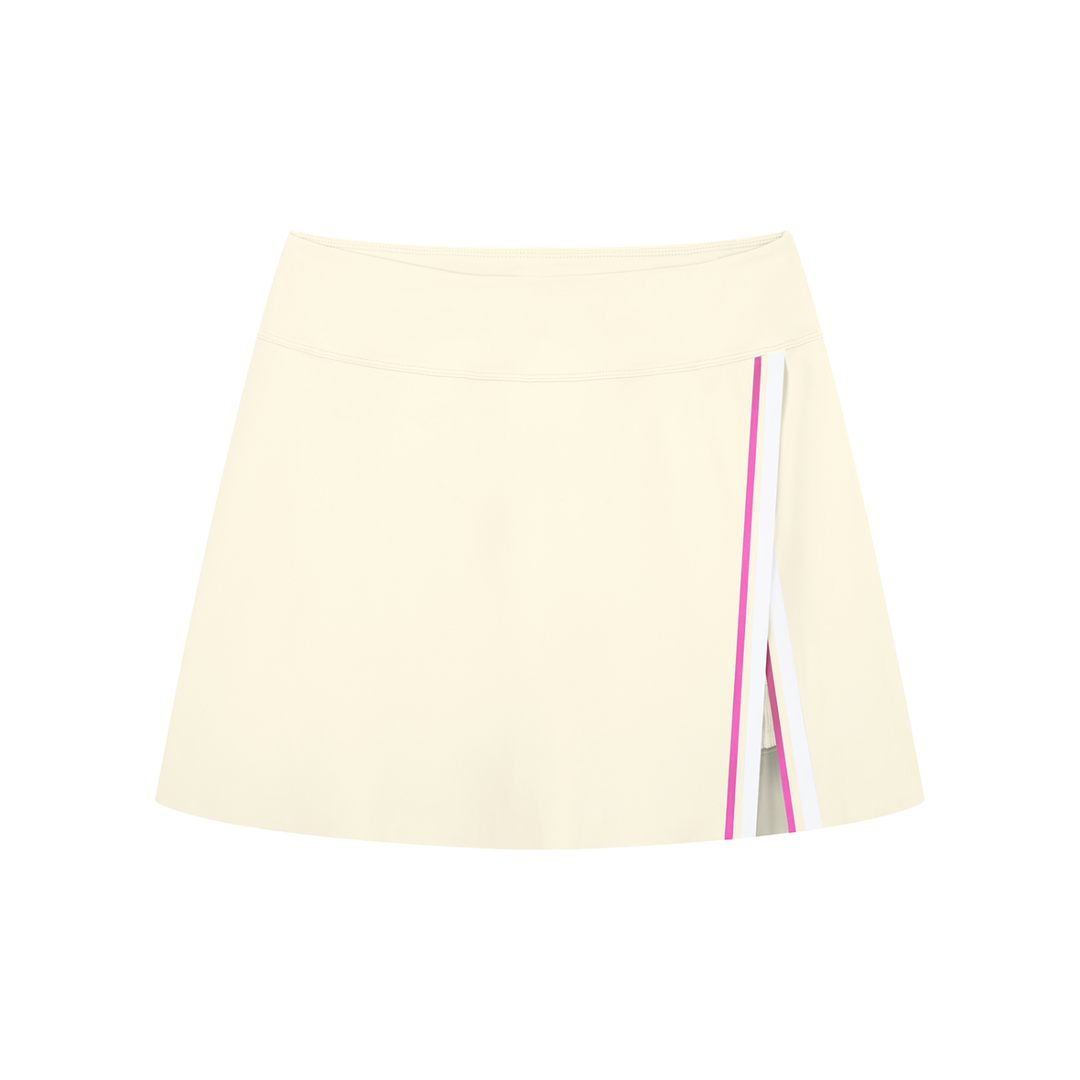 Viola  A-Line Contrast Panel Slit Skirt - in White Apricot