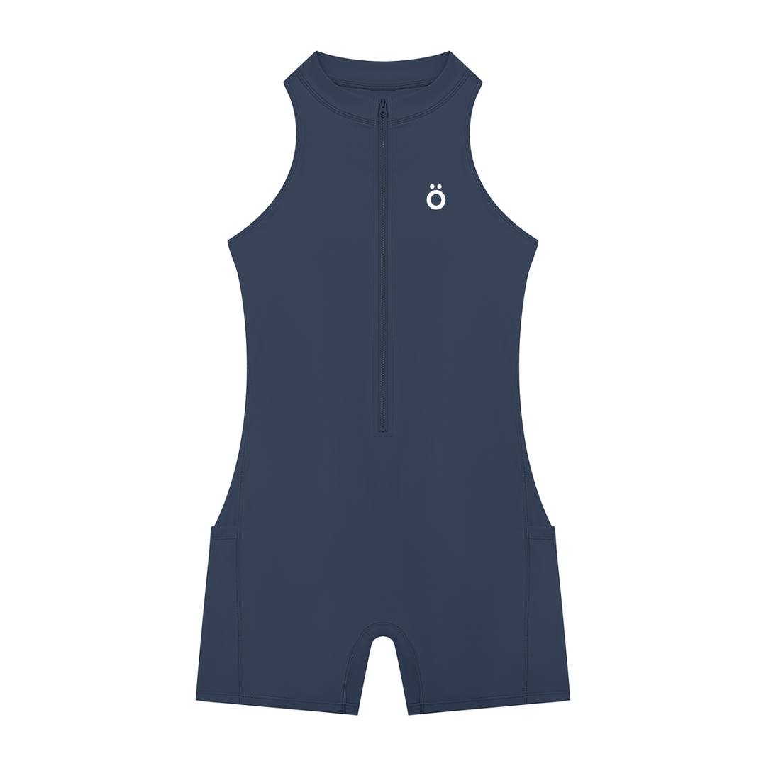 Minerva Quarter-Zip Yoga Romper - Dark Colors