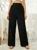 Load image into Gallery viewer, Women's Linen Wide Leg Pants High Waist Drawstring Flowing Casual Style
