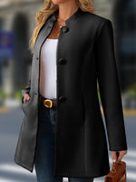 Load image into Gallery viewer, Women's Wool Coat Stand Collar Button Front Belted Waist
