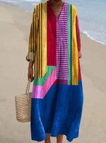 Load image into Gallery viewer, Women's Casual Maxi Dress Colorful Patchwork Print
