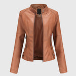 Load image into Gallery viewer, Women's Leather Jacket Button Front Collared Oversized Shacket Style
