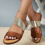 Load image into Gallery viewer, Women's Sandals Metallic Strap Slip On Open Toe Style
