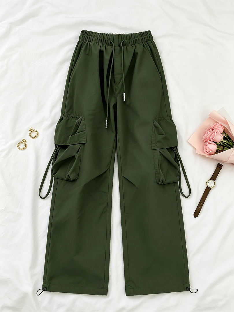 Women's Cargo Pants Drawstring Waist Wide Leg Style