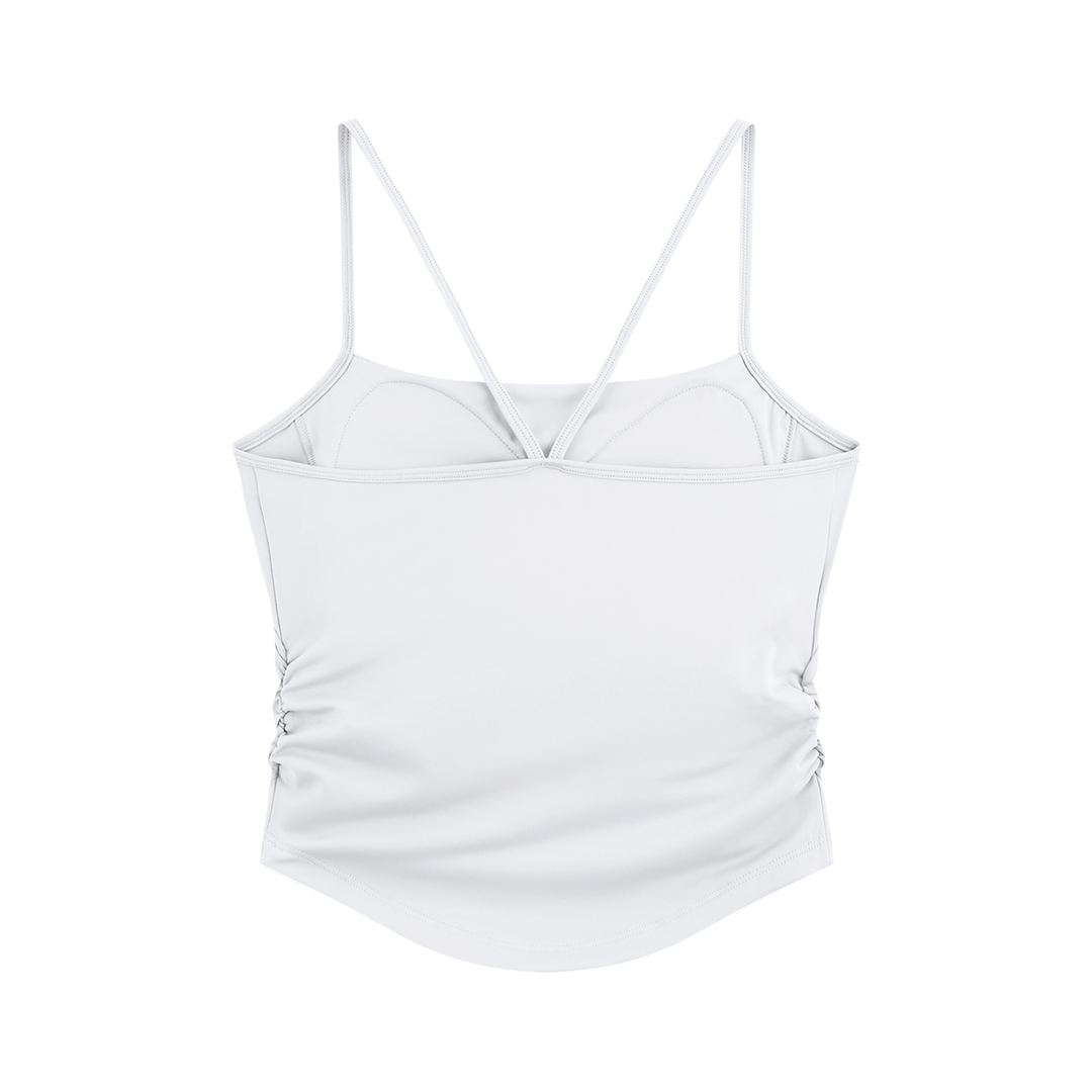 Nona Ruched Yoga Tank Top - In White