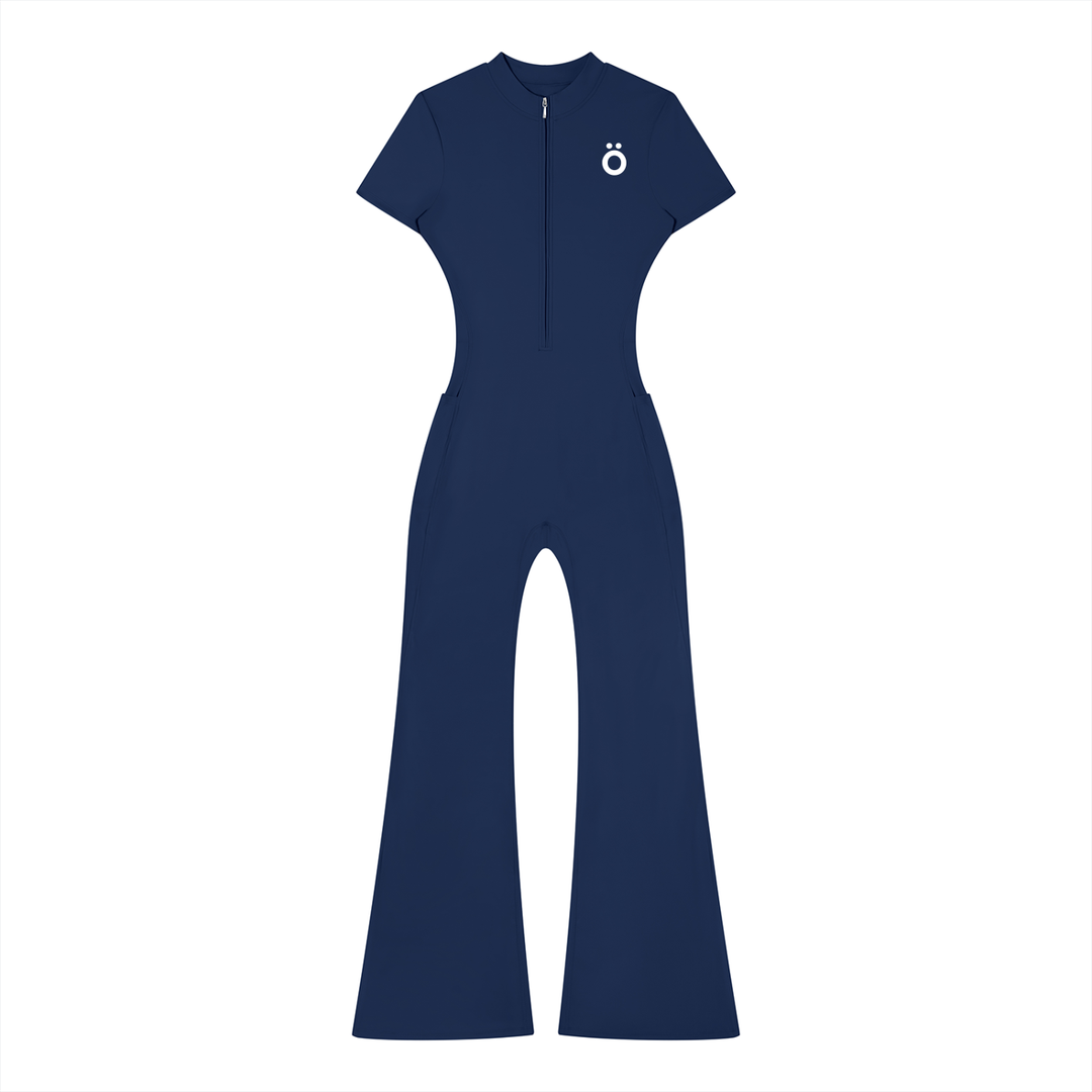 Nova Flared Leg Quarter-Zip Jumpsuit
