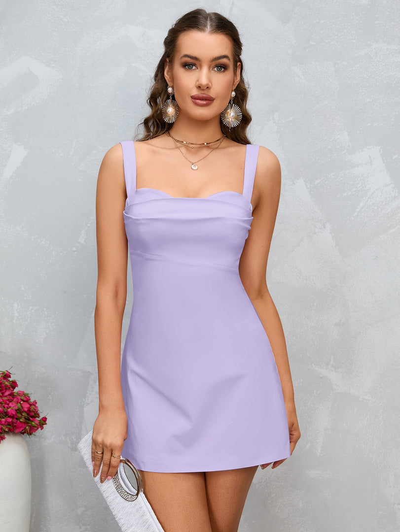 Solid Draped Collar Cami Dress | Bridesmaid Dress