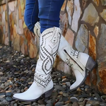 Load image into Gallery viewer, Women's Boots Studded Detail Pointed Toe Block Heel Style
