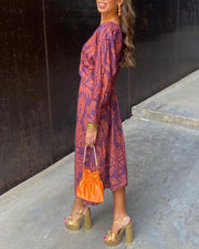Women's Purple Maxi Dress for Formal Wedding Guest in a Line Boho Style