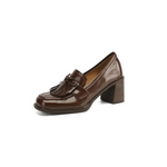 Load image into Gallery viewer, Women's Tassel Loafer Pumps Block Heel Round Toe Heels
