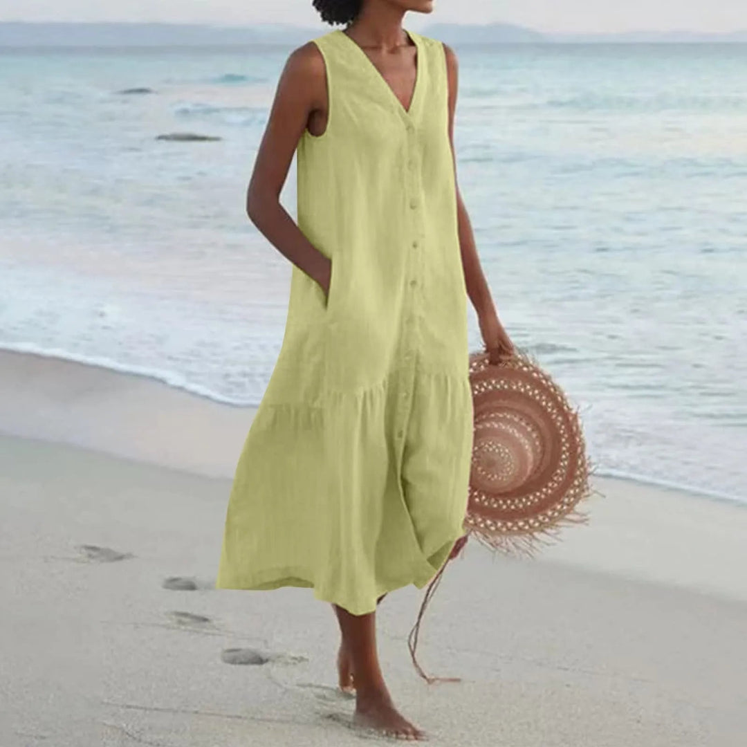 Women's White Sundress Casual Midi Style