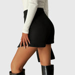 Load image into Gallery viewer, Women's Black Mini Skirt High Waist Asymmetric Split Hem Fitted Pencil Casual Style
