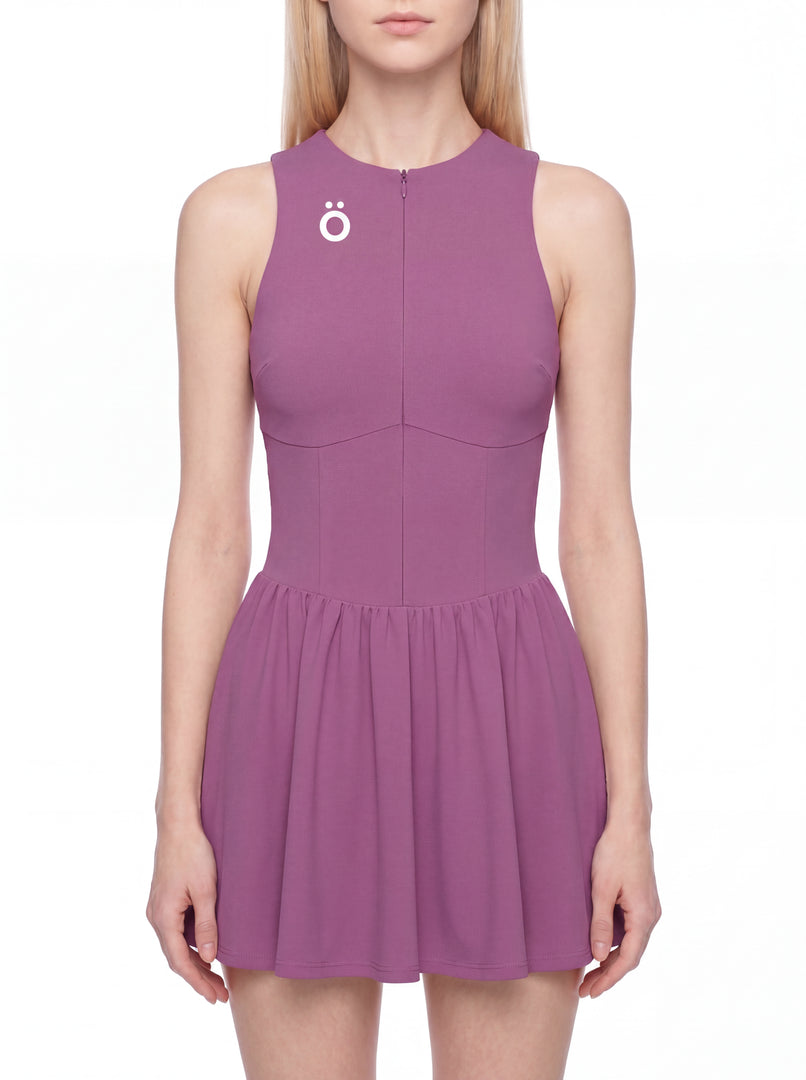 Selena Ruched Sleeveless Full-Zip Dress
