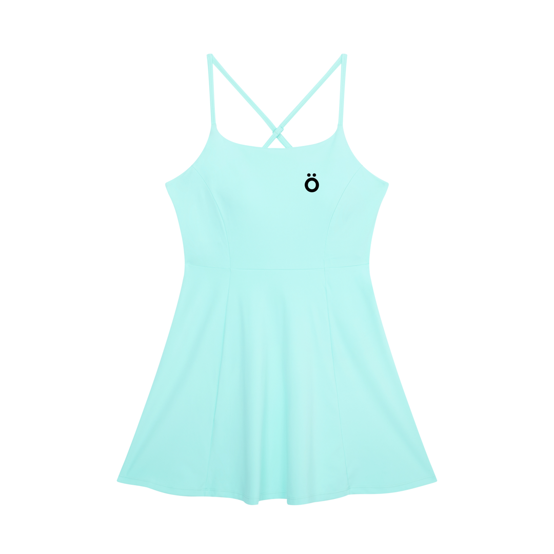 Clara Paneled A-Line Dress - In White & Sky Blue