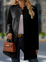 Load image into Gallery viewer, Women's Wool Coat Stand Collar Button Front Belted Waist

