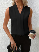 Load image into Gallery viewer, Women's Sleeveless Pleated V-Neck Blouse
