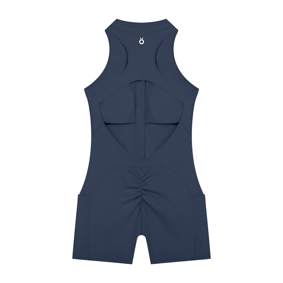 Minerva Quarter-Zip Yoga Romper - Dark Colors