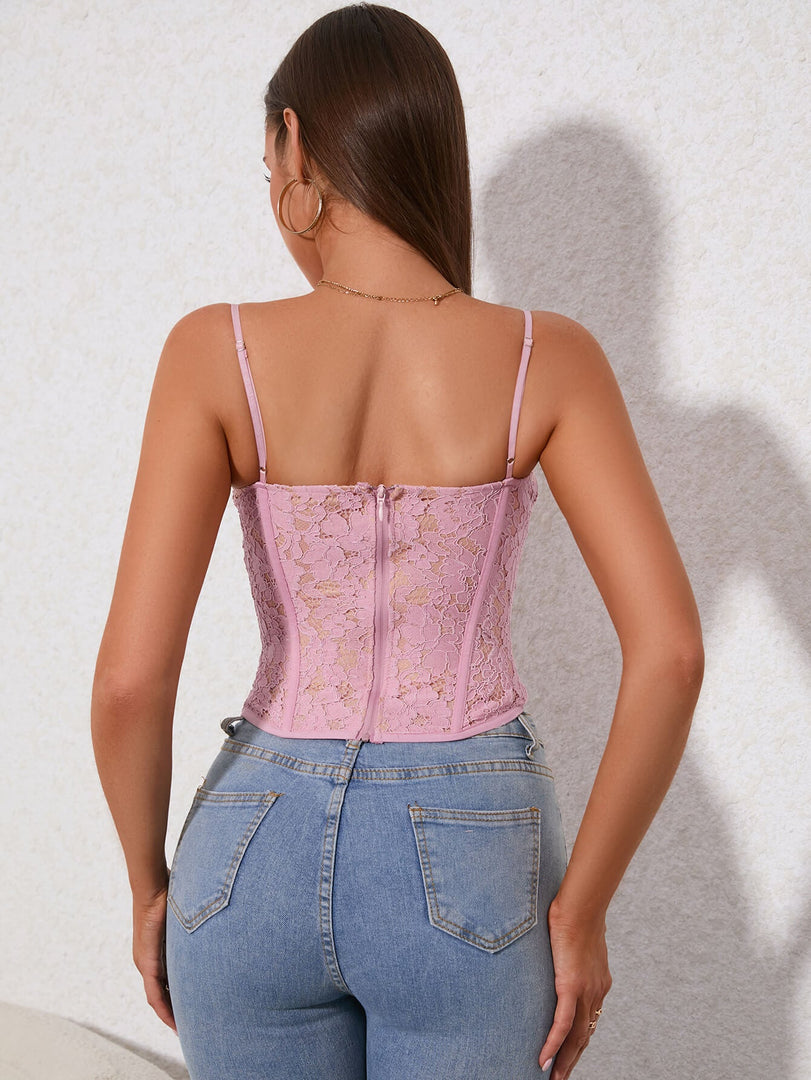 Zip Back Lace Cami Top | Vacation Top