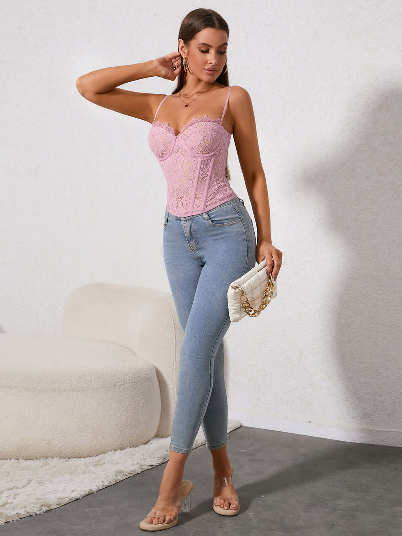 Zip Back Lace Cami Top | Vacation Top