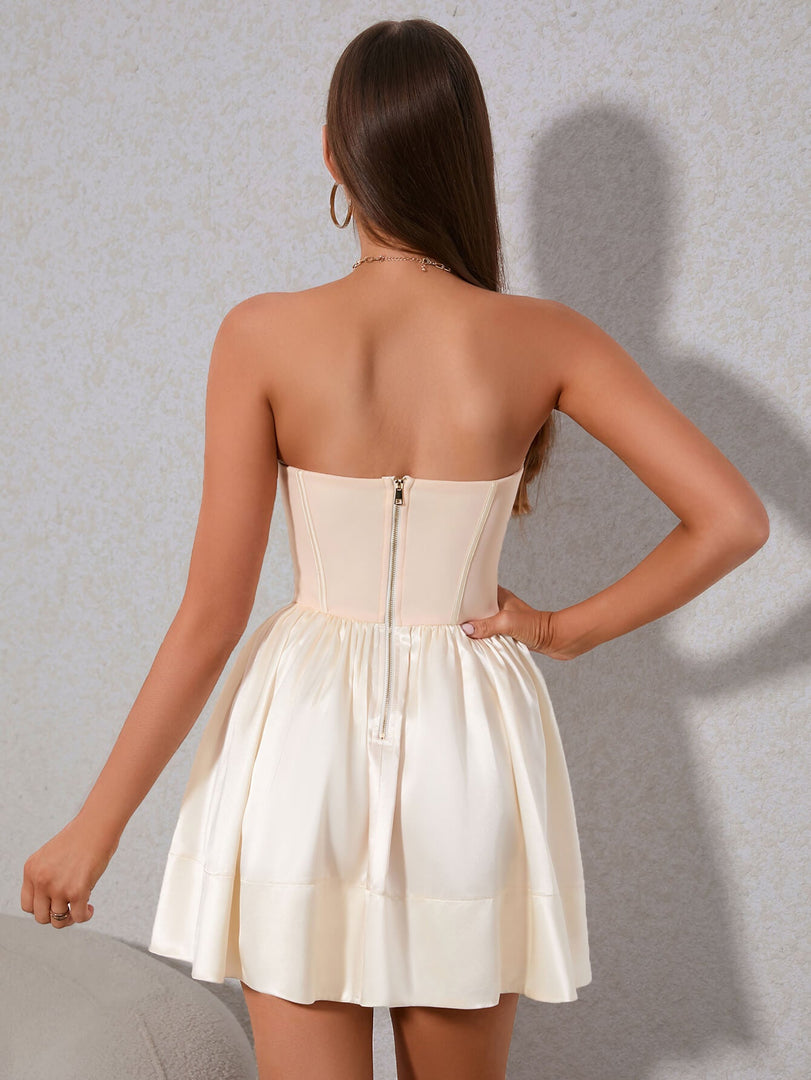 Ruffle Hem Bustier Tube Dress | Wedding Guest Dress