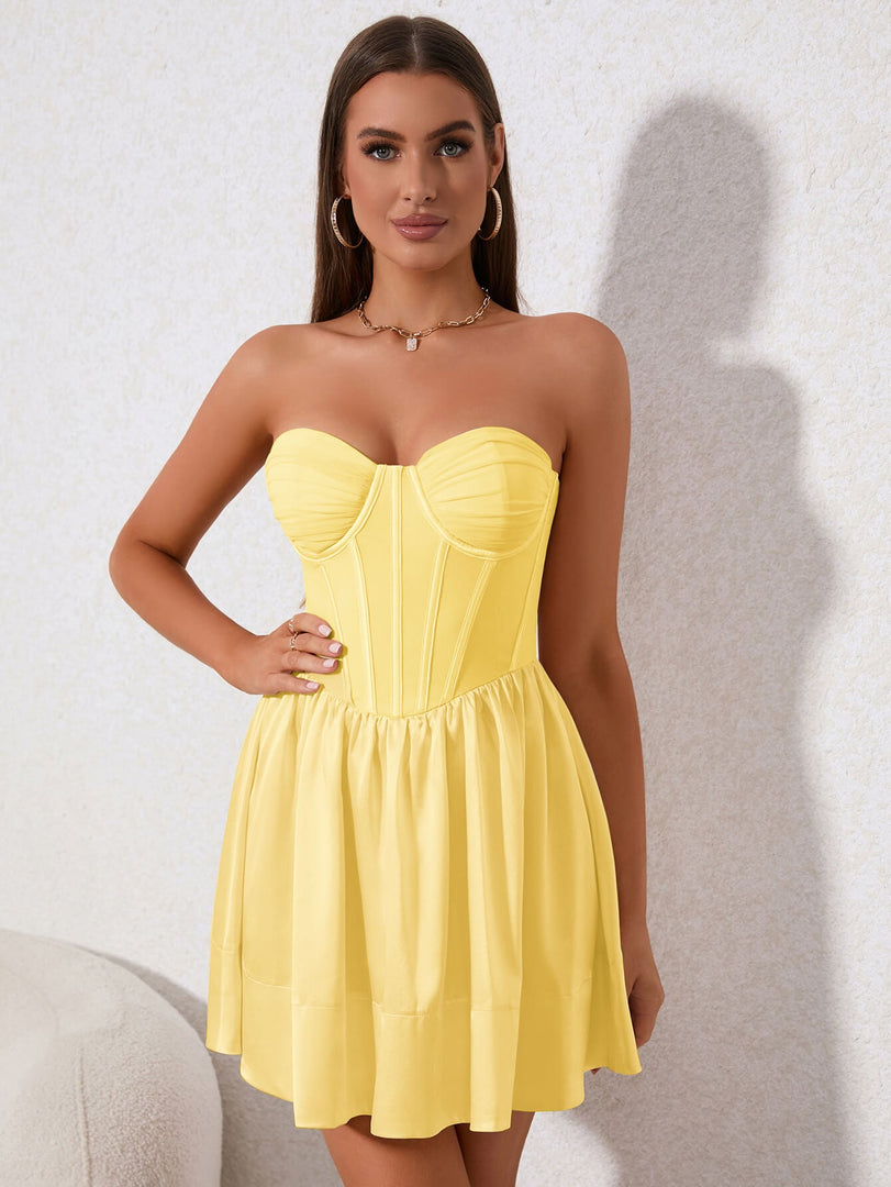 Ruffle Hem Bustier Tube Dress | Wedding Guest Dress